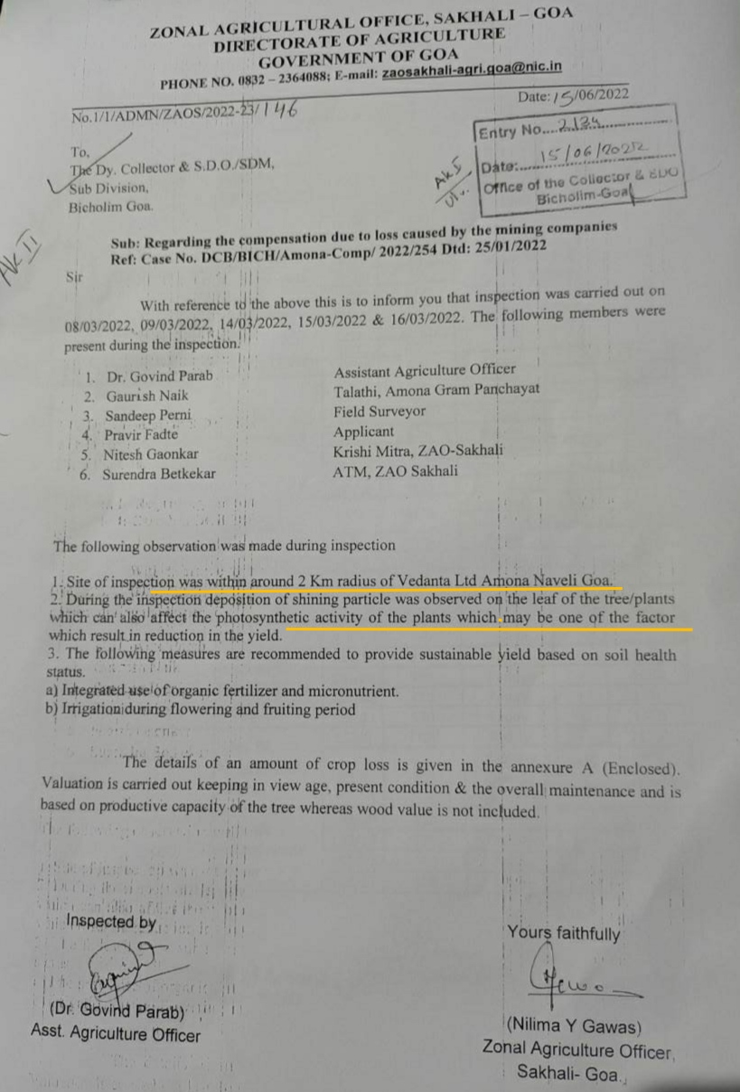 علاقائی زراعتی دفتر نے کہا کہ کھیتوں میں پائے جانے والے 'چمکدار' ذرات پیداوار میں کمی کا سبب بن سکتے ہیں۔